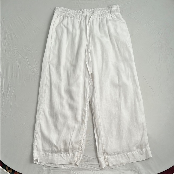 J Crew Seaside wide leg white cropped linen drawstring waist pants - Picture 5 of 16